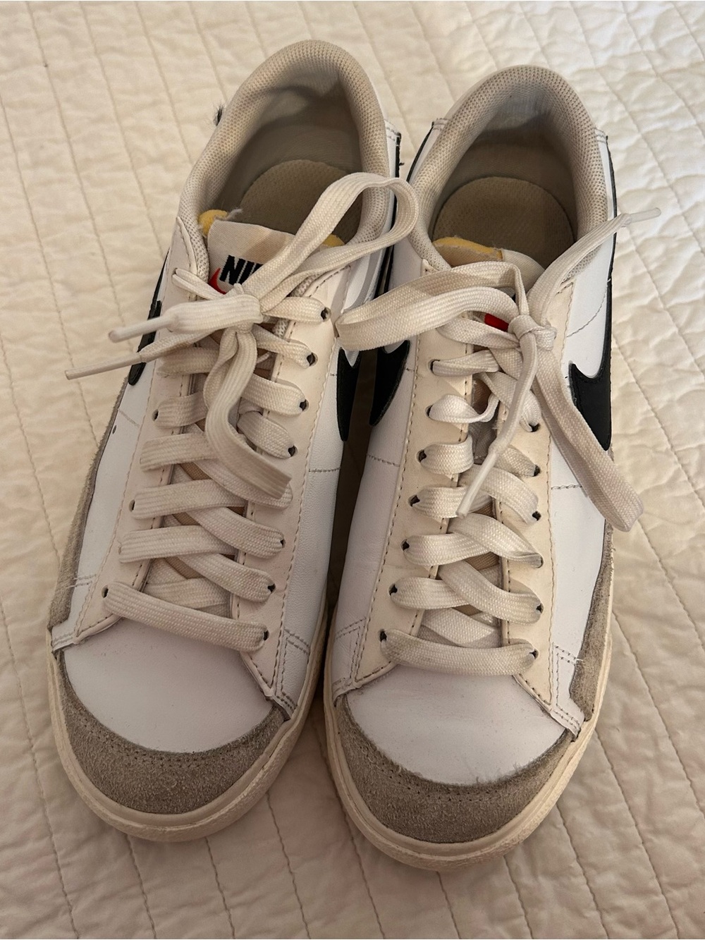 Nike Blazer White and Black Low-Top Sneakers with Suede Toe EUC